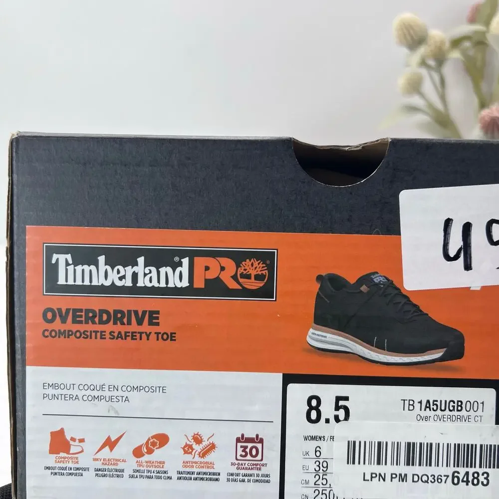 Timberland PRO Overdrive Composite Safety Toe Sneaker Black Women 8.5 Tried On